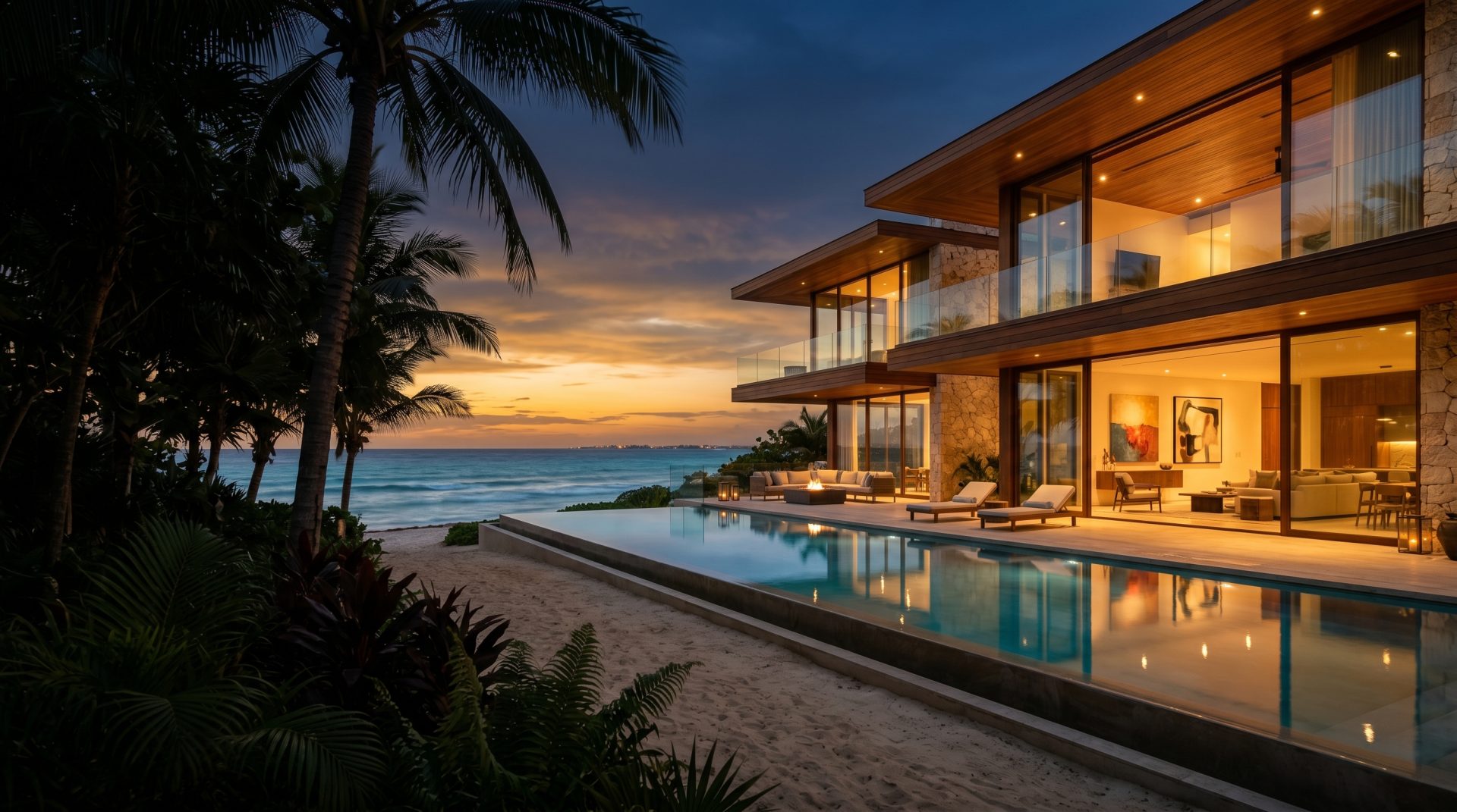 Luxury beachfront villa in the Riviera Maya