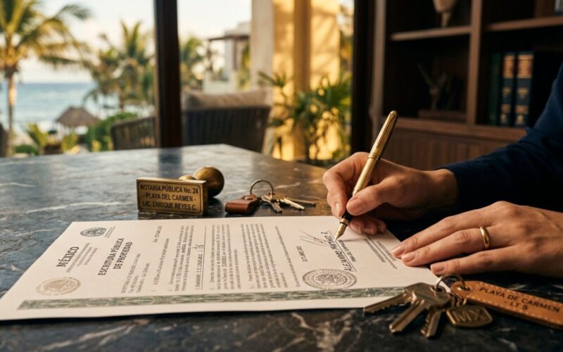 Escrituración y firma de compraventa en Playa del Carmen