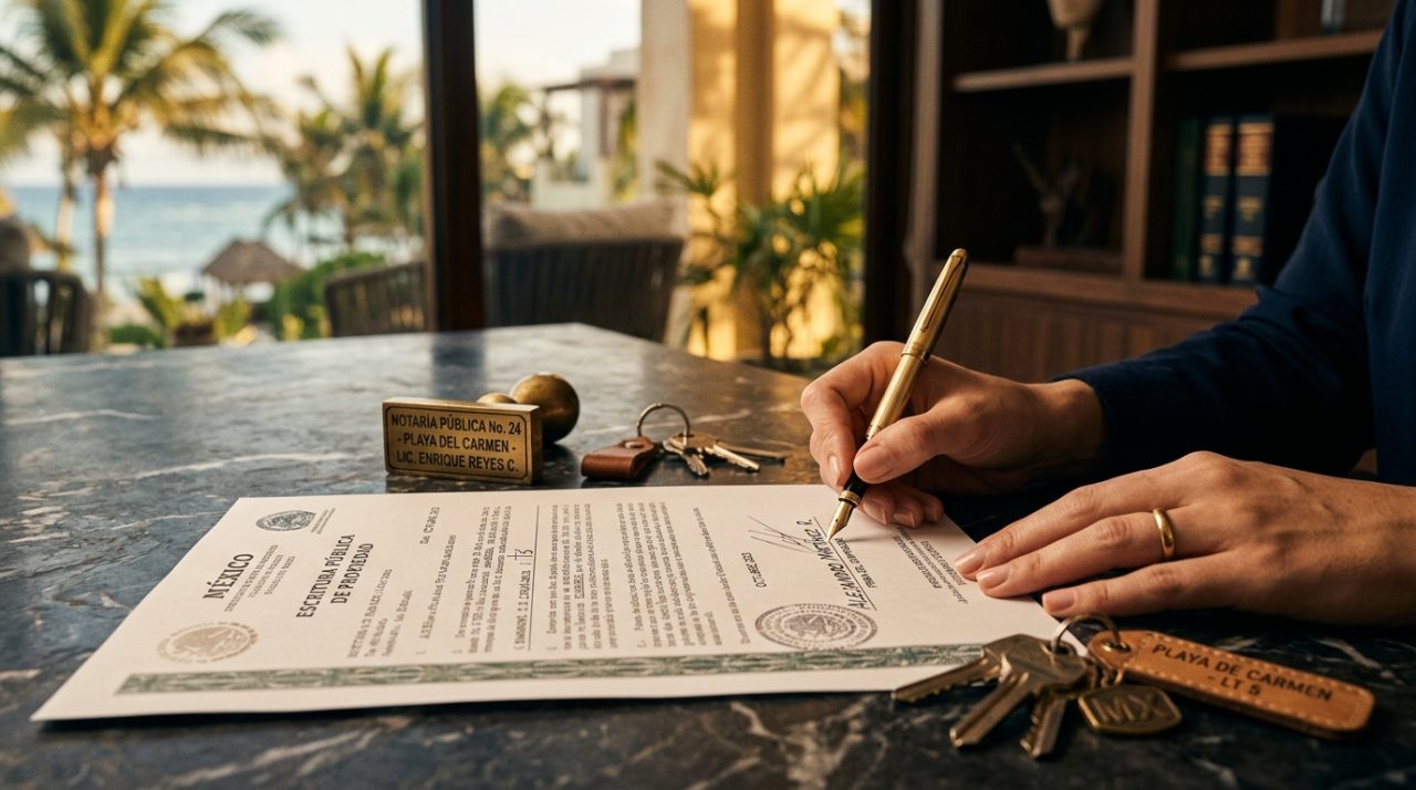 Escrituración y firma de compraventa en Playa del Carmen